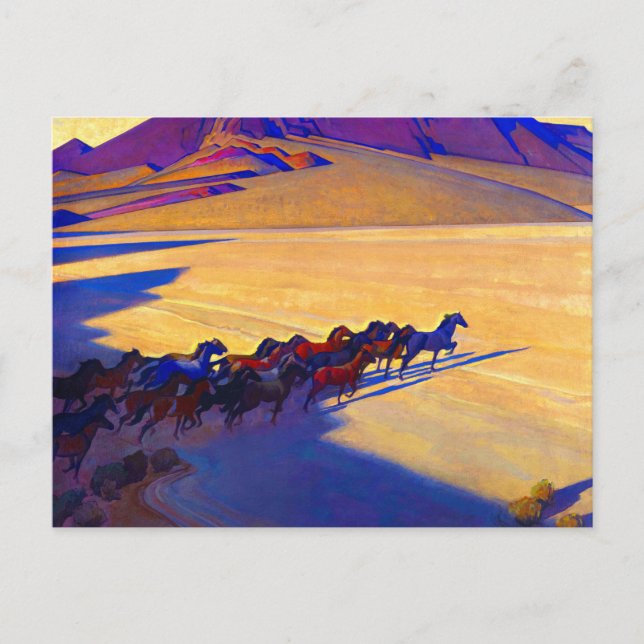 Wilde Pferde von Nevada von Maynard Dixon Postkarte (Vorderseite)