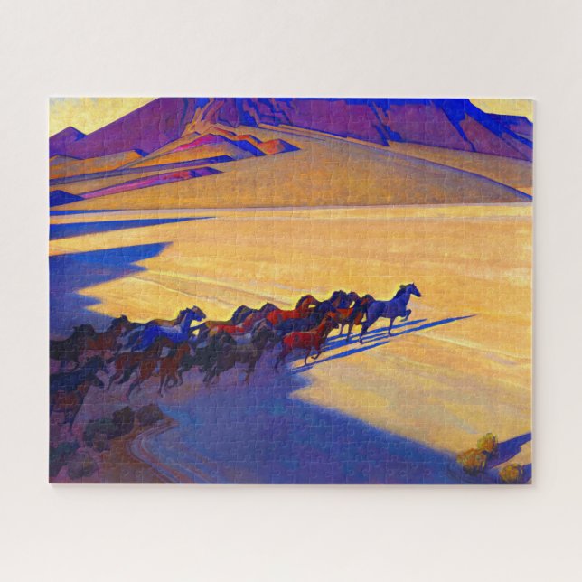 Wilde Pferde von Nevada von Maynard Dixon Puzzle (Horizontal)