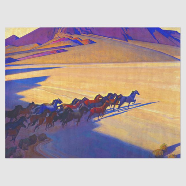 Wilde Pferde von Nevada von Maynard Dixon Seidenpapier (Vorderseite)