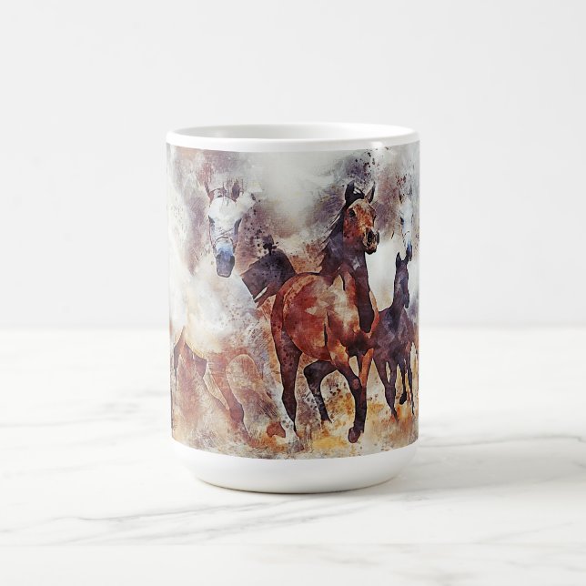 Wilde Pferde Wasserfarben Artwork Kaffeetasse (Mittel)