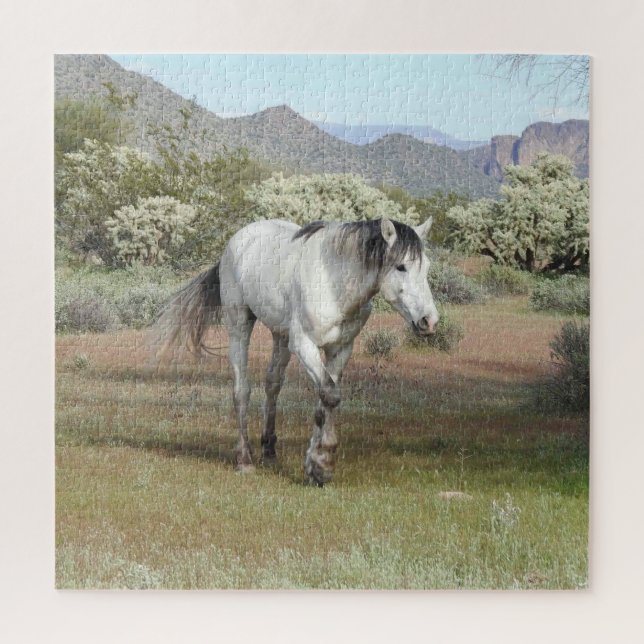 Wilde Pferde, wild lebende Tiere, Puzzle (Vertikal)