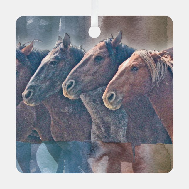 Wilde Pferde - Wildleder Ornament Aus Metall (Vorderseite)