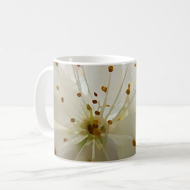 Wilde Pflaumenblüten Impressionist Botanischer Kun Kaffeetasse (Vorderseite Links)