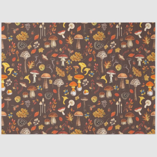 Wilde Pilze auf braun Seidenpapier (Vorderseite)