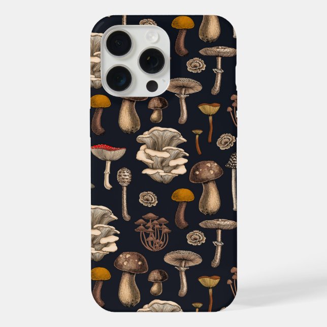 Wilde Pilze auf Graphit-Schwarz iPhone Hülle (Rückseite)