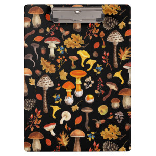 Wilde Pilze auf schwarz Klemmbrett