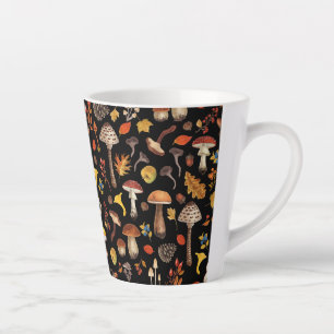 Wilde Pilze auf schwarz Milchtasse