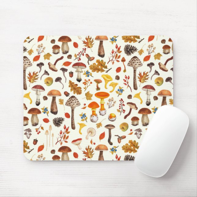 Wilde Pilze auf weißem Boden Mousepad (Mit Mouse)