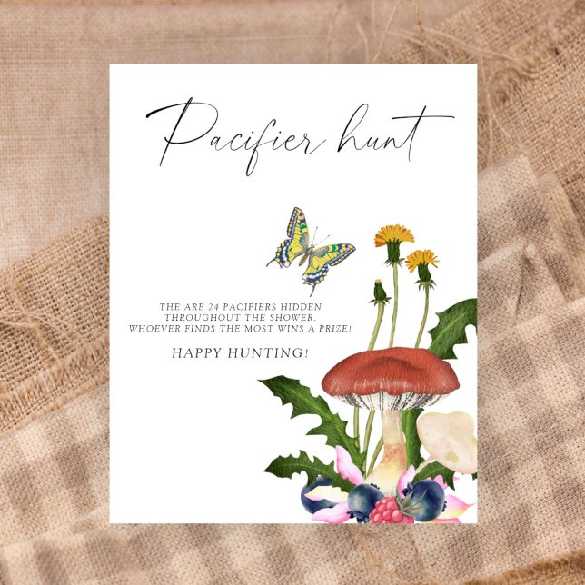 Wilde Pilze Babydusche Schnuller Jagd Spiel Poster (Von Creator hochgeladen)