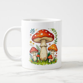 Wilde Pilze und Blumen im Graswald Natur Jumbo-Tasse