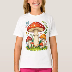 Wilde Pilze und Blumen im Graswald Natur T-Shirt