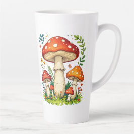 Wilde Pilze und Blumen in Gras Wald Natur Milchtasse
