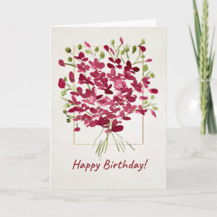Wilde Pinke Posie Wasserfarben Geburtstag Karte