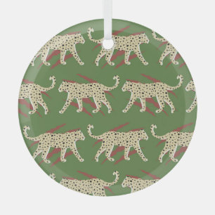 Wilde Pinselstriche: Leopard in Wiederholung Ornament Aus Glas