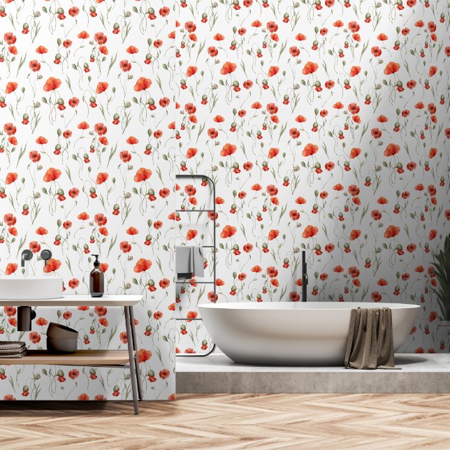Wilde Poppies Tapete (Badezimmer)