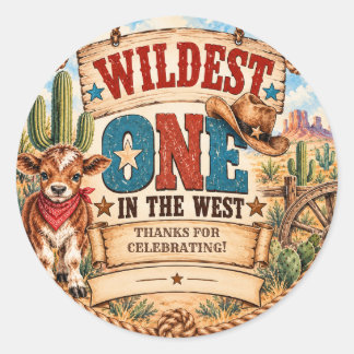 Wilde(r) Westen Cowboy Erster Geburtstag Runder Aufkleber
