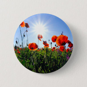 Wilde Red Poppies-Blume Button