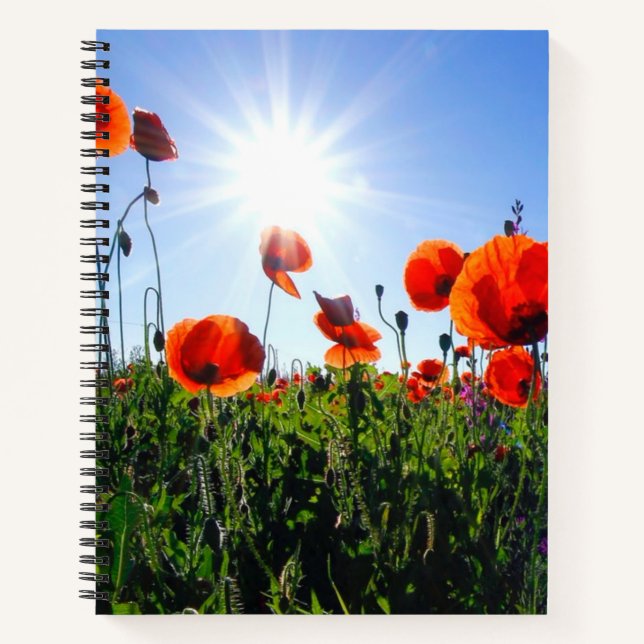Wilde Red Poppies-Blume Notizbuch (Vorderseite)
