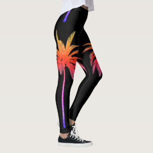 Wilde Regenbogen-Palme-tropische schwarze Leggings