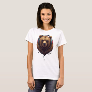 Wilde Resonanz – Abstrakter Bär mit Kopfhörern T-Shirt
