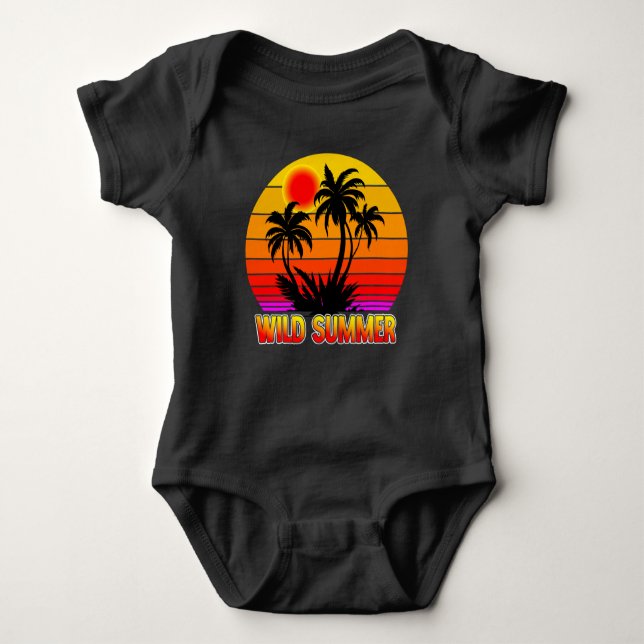 Wilde Retro-Sommer-Vibes mit Palmen-Design Baby Strampler (Vorderseite)