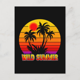 Wilde Retro-Sommer-Vibes mit Palmen-Design Postkarte