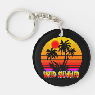 Wilde Retro-Sommer-Vibes mit Palmen-Design Schlüsselanhänger