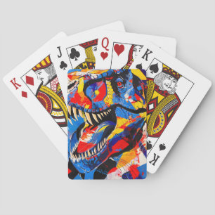 Wilde Retro-T-Rex-Dinosaurier-Fusion Spielkarten