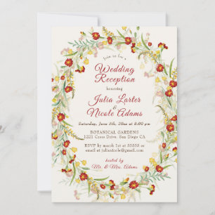 Wilde Ringelblumen-Blüten-Hochzeitsempfang Einladung