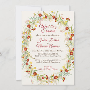 Wilde Ringelblumen-Blüten Laub Hochzeit Dusche Einladung