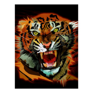 Wilde röhrende Tiger-Wandkunst Kühne Wildtier-Jung Poster