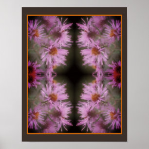 Wilde rosa Astern-Blumenkunst im Vintage-Stil Poster
