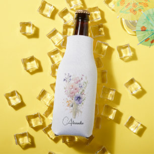 Wilde rosa-lila Blumen für Mädchen Pastell Your Na Flaschenkühler
