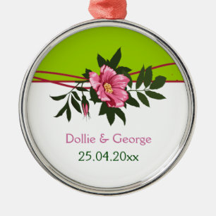 Wilde rosa Rose florale Hochzeit limettengrüne Eri Ornament Aus Metall
