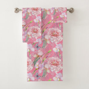 Wilde rosa Rosen Badehandtuch-Set Badhandtuch Set
