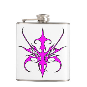 Wilde rosa und schwarze Stammeslinien-Kunst-Illust Flachmann