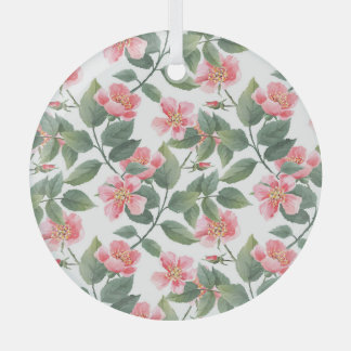 Wilde Rose Aquarellblume Nahtlos Ornament Aus Glas