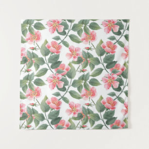 Wilde Rose Aquarellblume Nahtlos Wandteppich
