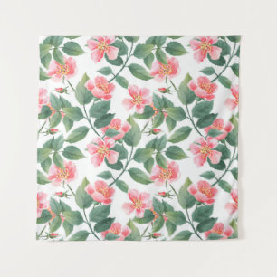 Wilde Rose Aquarellmuster nahtlos. Blume, l Wandteppich