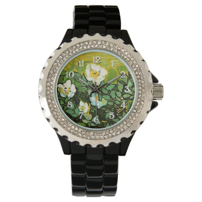 Wilde Rose, berühmtes Gemälde von Van Gogh Armbanduhr (Vorderseite)