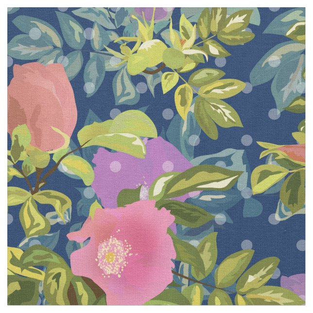 Wilde Rose, blauer Hintergrund, wilde Rose, Rose,  Stoff (Nahaufnahme)