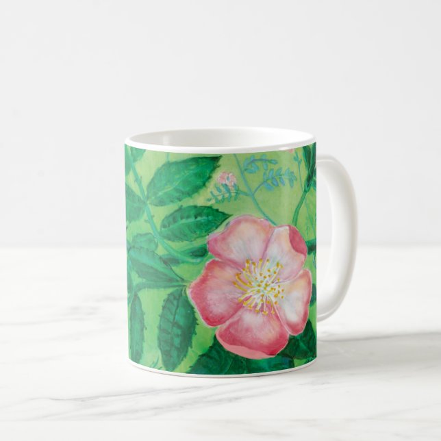 Wilde Rose Blume Kaffeetasse (VorderseiteRechts)