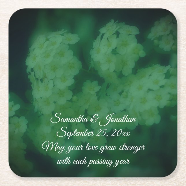 Wilde Rose Blume Personalisiert Hochzeit Rechteckiger Pappuntersetzer (Vorderseite)