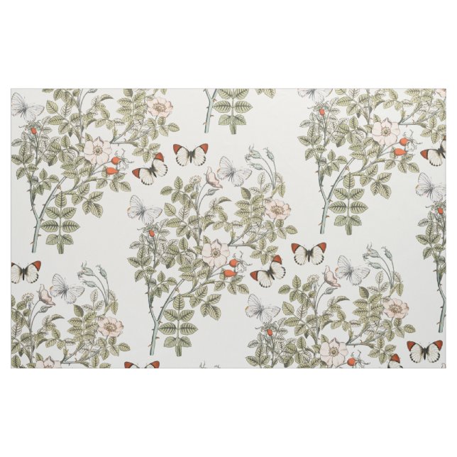 Wilde Rose Blume Schmetterling Floral Vintag Stoff (Fat Quarter (45,7 x 55,9 cm))