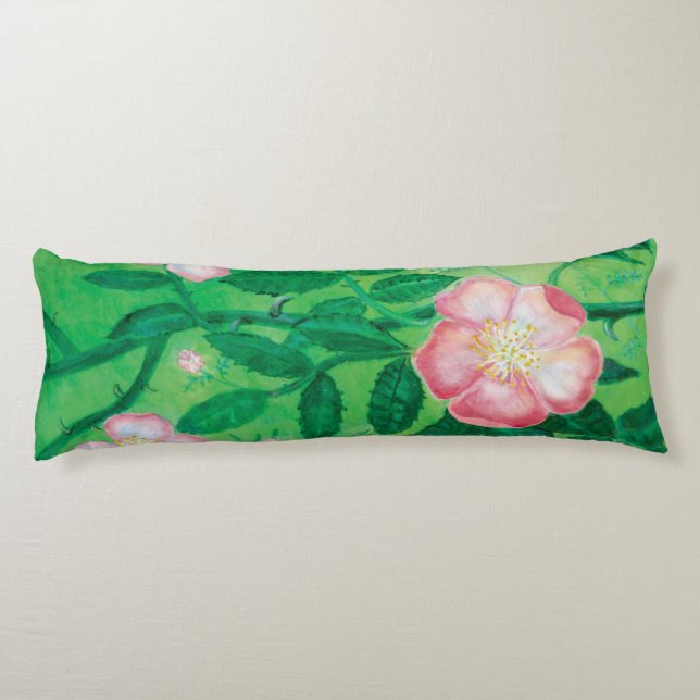 Wilde Rose Blume Seitenschläferkissen (Rückseite)