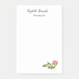 Wilde Rose botanische Wasserfarbe in Rosa und Grün Post-it Klebezettel