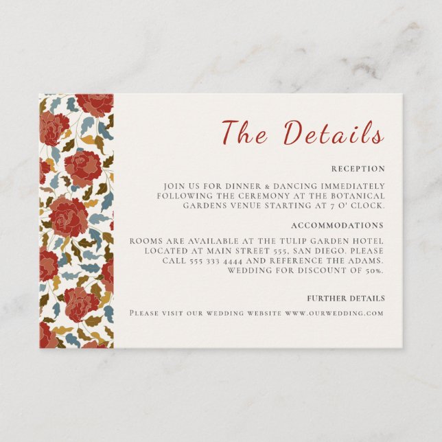 Wilde Rose Floral Petals Garden Affair Wedding Begleitkarte (Vorderseite)