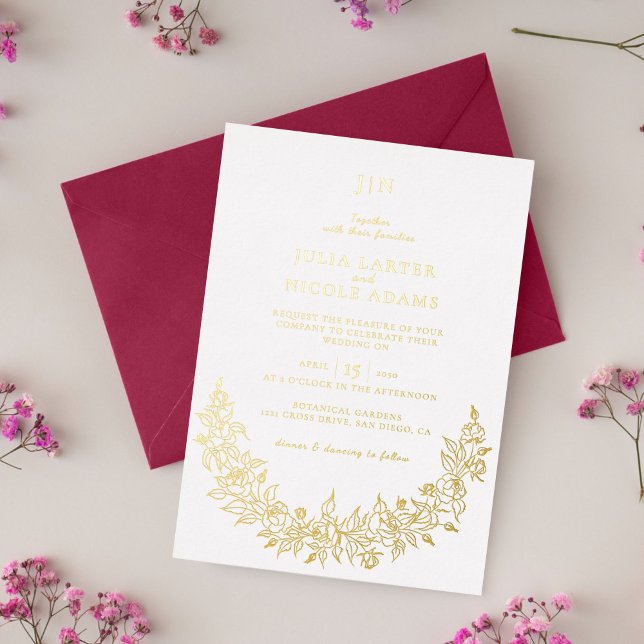 Wilde Rose Floral Petals Garden Affair Wedding Folieneinladung (Von Creator hochgeladen)