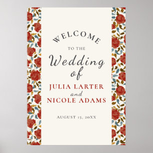 Wilde Rose Floral Petals Garden Affair Wedding Poster