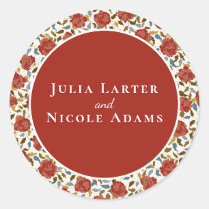 Wilde Rose Floral Petals Garden Affair Wedding Runder Aufkleber